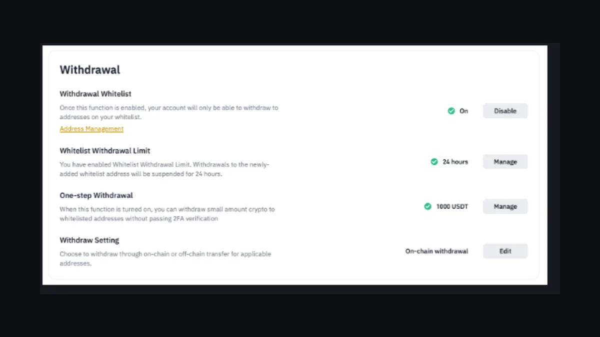 Withdrawal Whitelist នៅ Binance៖ ចាក់សោអាសយដ្ឋានដក និងមូលហេតុដកមិនបាន 24–72 ម៉ោង